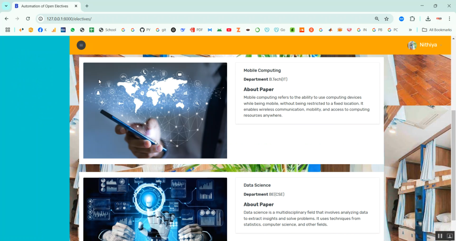 Automatic of Open Electives on Paper in Python Projects