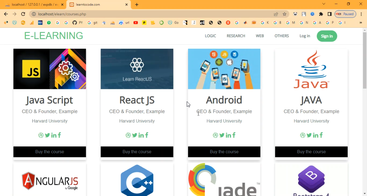 Online E-Learning with Payment in PHP Application Projects