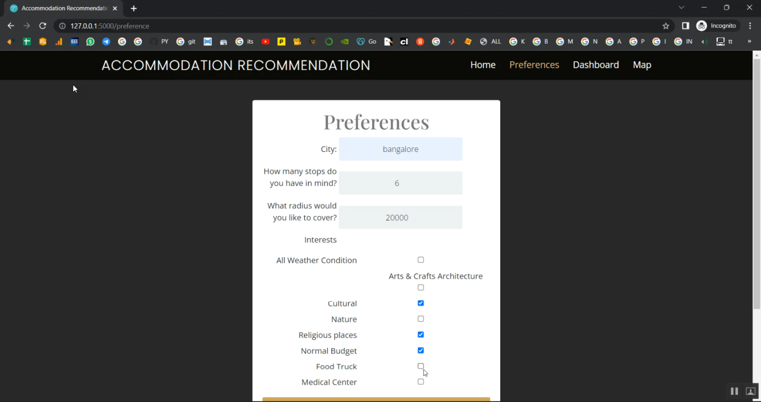 Accommodation Recommendation Location Flask App in Python Projects